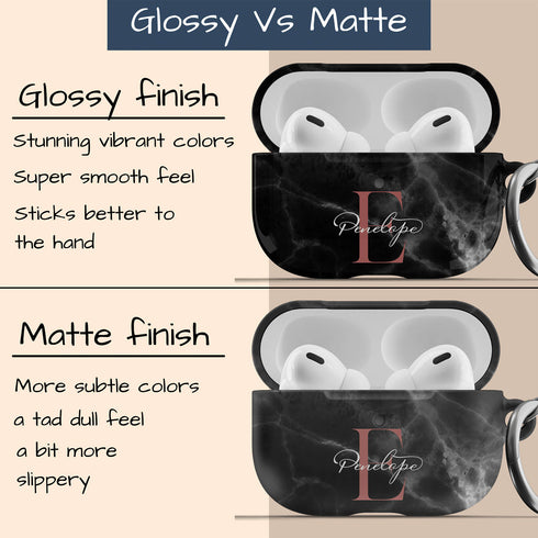 Monogram Personalized Black Marble AirPods Case